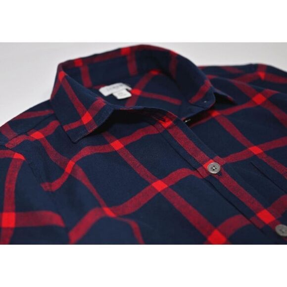 J. Crew Womens Checkered Flannel Button Down Shirt Red Blue Size Medium - Picture 1 of 9